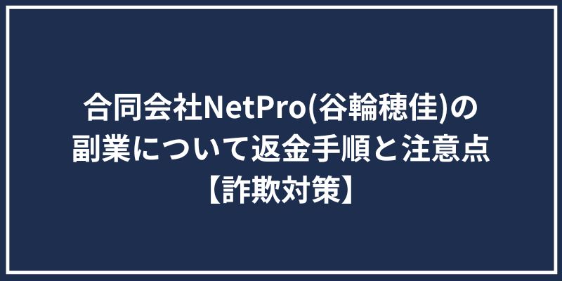 合同会社NetPro(谷輪穂佳)の副業について返金手順と注意点【詐欺対策】